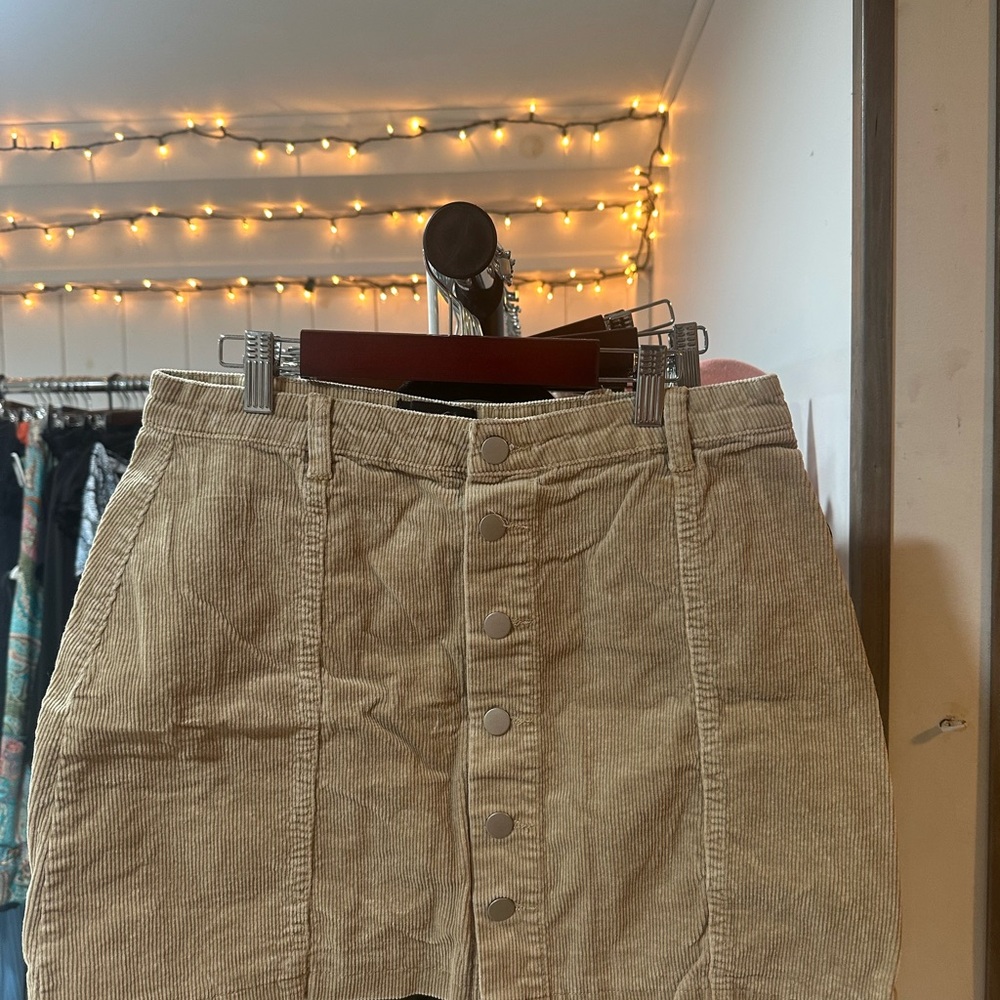 PrettyLittleThing Beige Corduroy Skirt